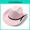 Western Cowboy Hat Wool Felt Large Brim Sun Protection For Summer Fashion Enthusiasts