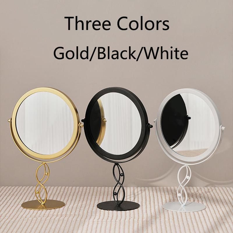 360° Rotation Desktop Makeup Mirror Household Bedroom Vanity Mirror Iron Frame Single Sided Cosmetic Mirrors Gold Black White