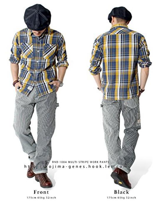 Kojima Jeans Hickory Work Size 32 Men's Multi-Stripe Pants,