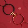 Gold-Plated Concentric Circle Dragon & Phoenix Couple Bracelet Necklace