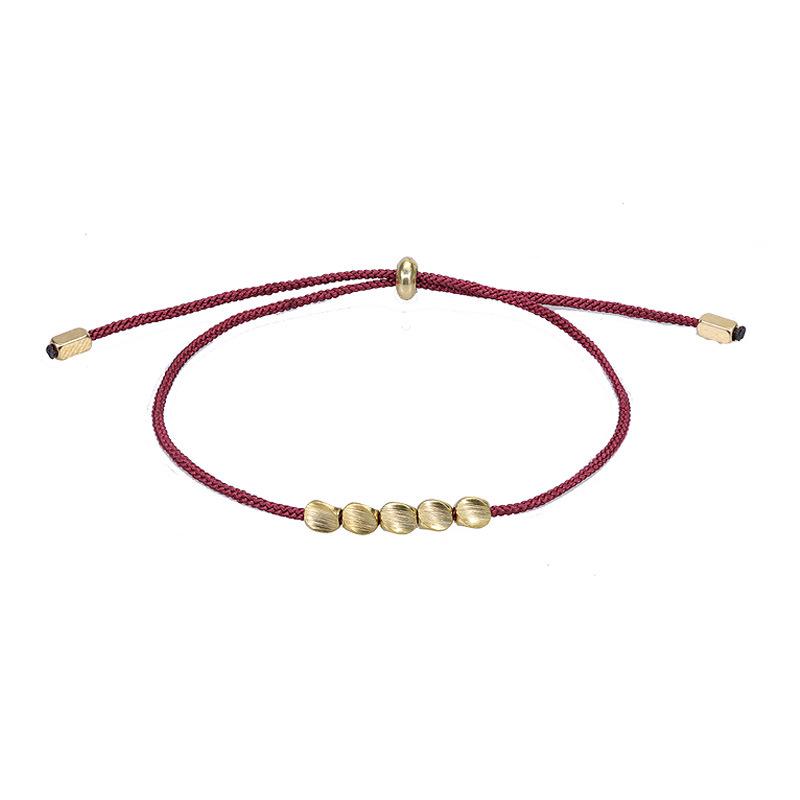 Ethnic Tibetan Buddhist Copper Bead Red Bracelet For Women Men Vintage Handmade Thread Braided Rope Bracelets