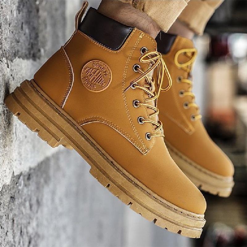 Martin Boots Men's Spring and Autumn High Top Workwear Boots British Style Short Boots Thick Soled Boots