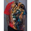 Mode Löwe 3D Gedrucktes Herren T-Shirt Lässiges schnelltrocknendes T-Shirt Tier Muster Oberteil Kurzarm Übergröße Herrenkleidung Streetwear
