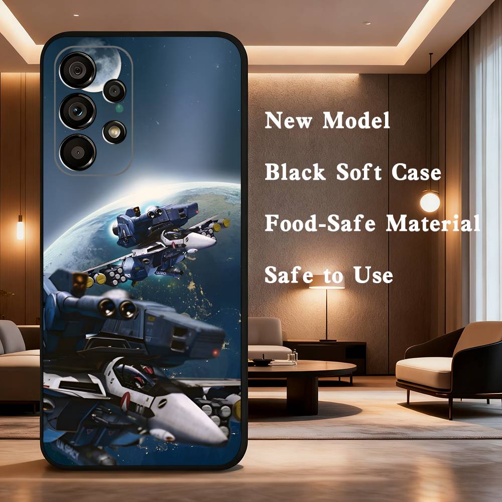 R-Robotech Macross For Samsung Galaxy A73,31,Note,22,71,53,32,72,41,8,9,52,J7,Soft Black Silicone Cover Case