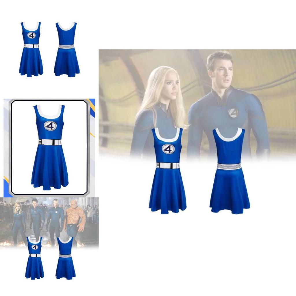 Fantastic Four Invisible Woman Costume For Halloween Cosplay With Milk Silk Fabric For Teens