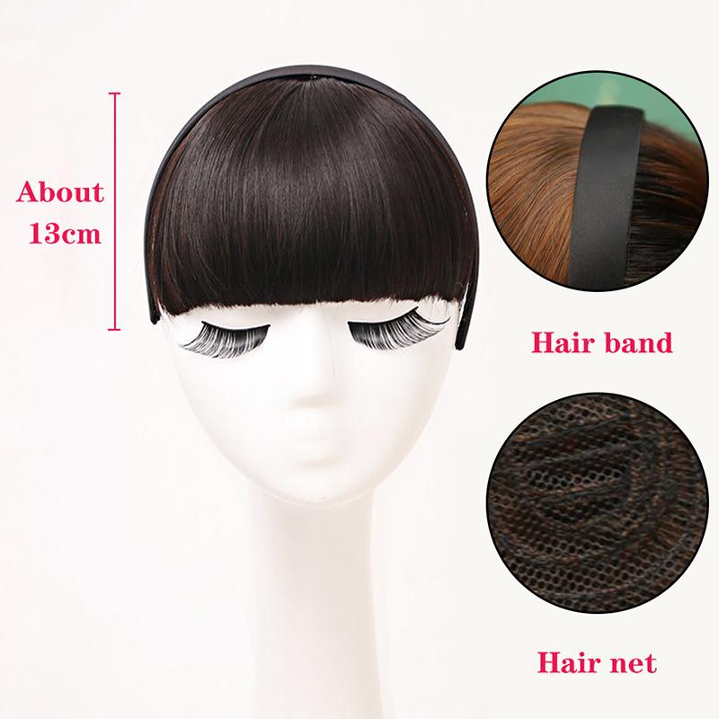 Synthetic Heat Resistant Hair Neat Fringe With Braids Headband Blunt Bangs Hair Extensions For Women Hairpieces