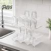 Cup Storage Rack, Multi-Layer Stacking Organizer, with Wavy Slot Design, Space Saving Desktop Bar Storage for Mugs Glasses Coffee Cups