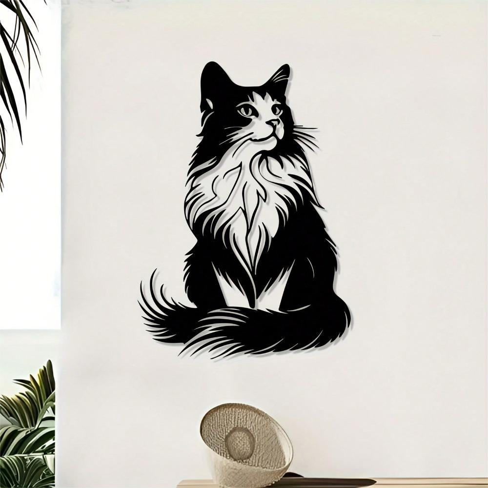 Retro Black Cat Metal Wall Art Vintage Sculpture Home Decor Gift