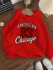 Sonbahar/Kış Erkek ve Kız Çocuk Kapüşonlu Sweatshirtler Chicago Dijital Baskılı Günlük Spor Üstler