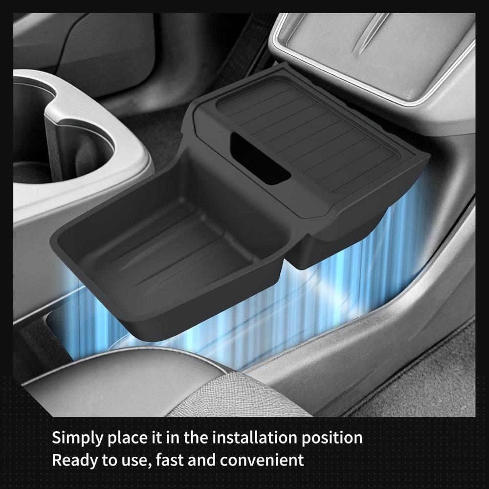Non-Slip TPE For Tesla Model Y Standard Version 2025 Lower Center Console Storage Organizer Insert Tray Interior Accessories