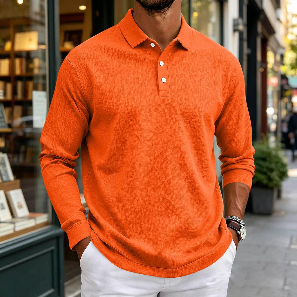 Herren Langarmhemd Button-Down-Kragen Farbe Entspannte Passform Lässig