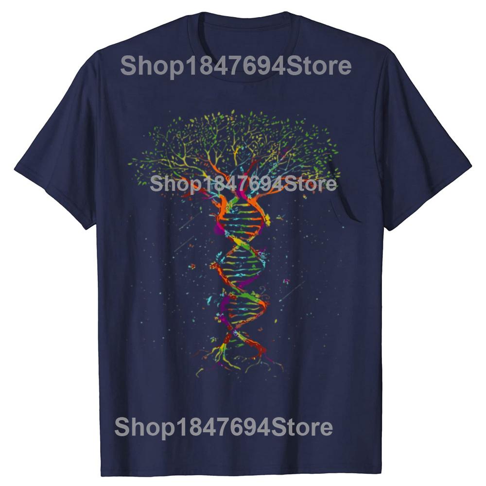 Zabawna grafika DNA Drzewa Życia Geek 100% bawełna T-shirty Męska Damska Moda Casualowy T-shirt Luźny Oversize Streetwear T-shirt