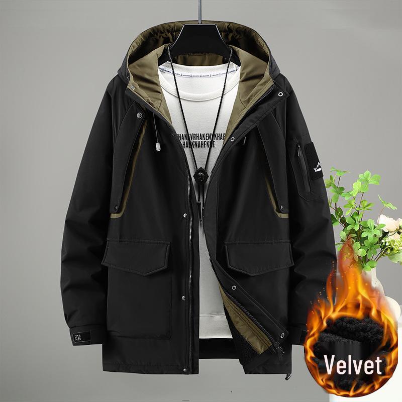 Men's Plus Size Winter Velvet Workwear Jacket, Thick & Loose Fit for Trendy, Extra Fat Sizes