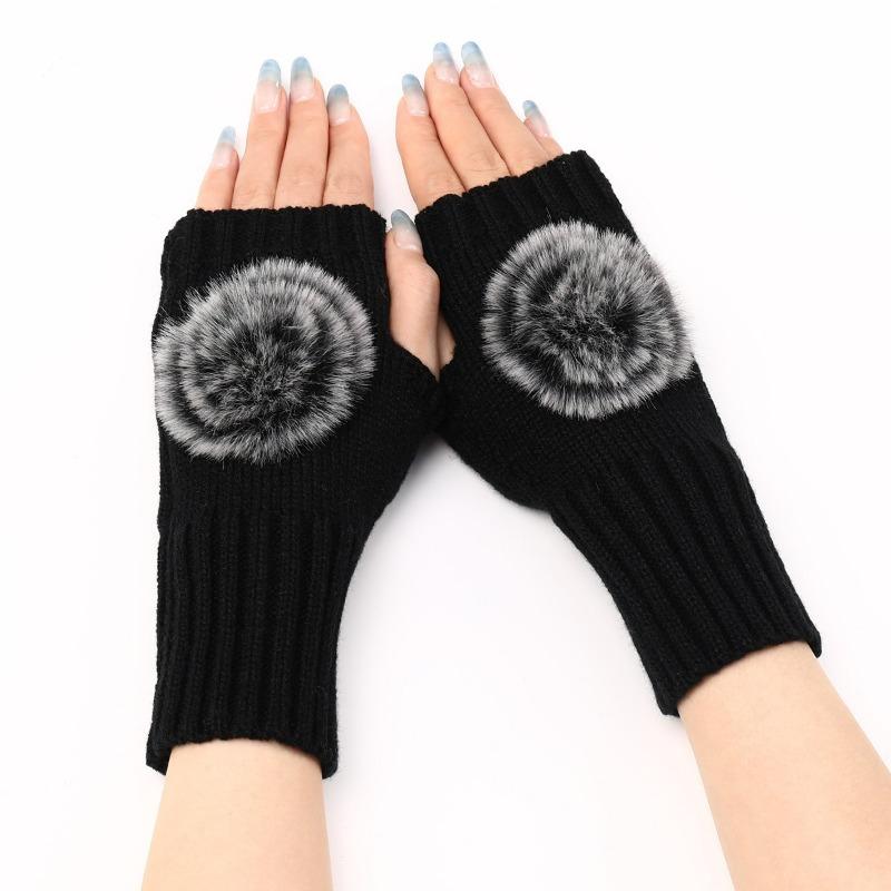 Botvotee Sleeves for Women Y2k Accessories Fingerless Gloves Arm Warmers Winter Black White Cute Knit Fashion Hands Free Gloves