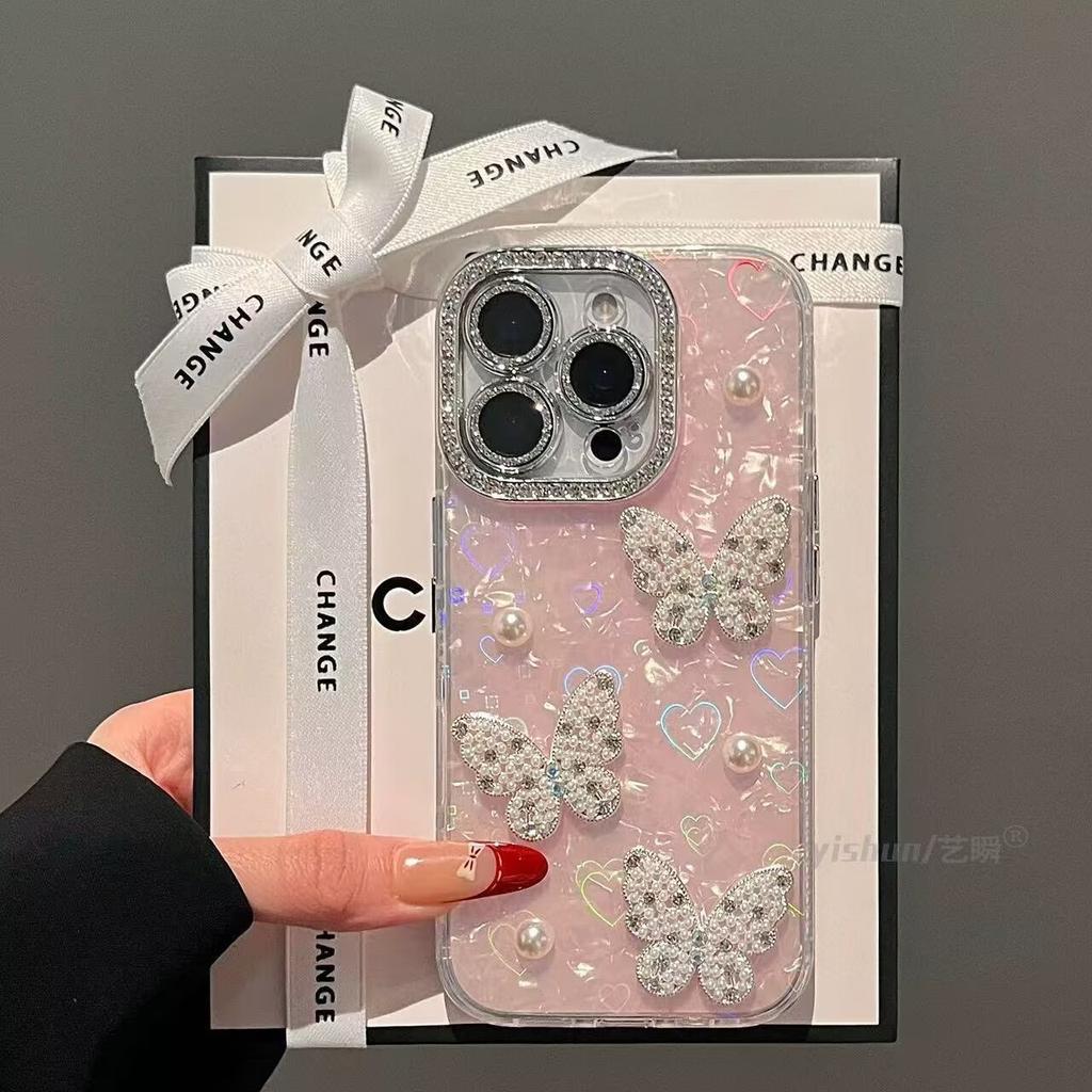 Shell-patterned Case for IPhone 11, Apple 17 Pro Max, 13mm Pearl Bow, 12/15mm Pro