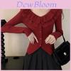 Wool Blend Knit Sweater With Ruffle Trim For Women Spring