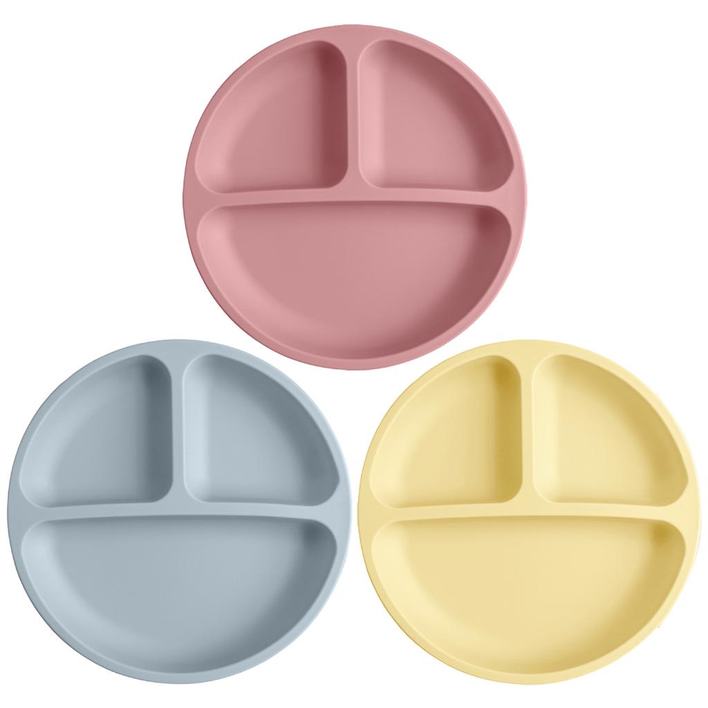 Color Kids 3PCS Silicone Baby Feeding Set With Suction Plate BPA Free Eco Friendly Training Tableware Toddler Weaning Utensils