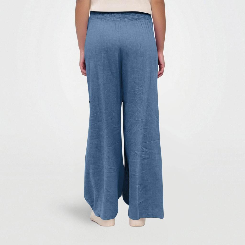 Women's Casual Time Straight Leg Pants Solid Color High Waist Pants With Pockets