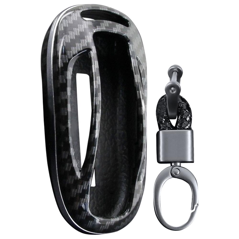 1PC Carbon Fiber ABS Car Key Fob Shell Cover for Tesla Model X 2016 2017 2018      Accessories