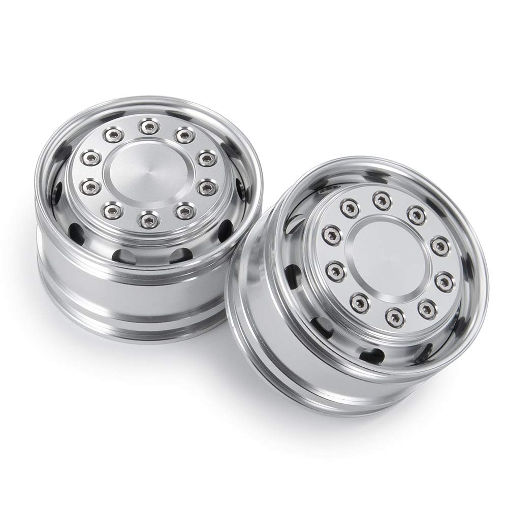 TRZX Metal Front Wheel Hub Rim Upgrade Parts for 1/14 Tamiya Trailer Truck RC Car (2 Pieces)