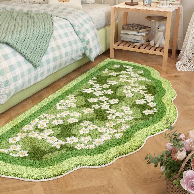 Fresh Style Living Room Decoration Green Carpet Thicken Plush Rugs for Bedroom Irregular Shapes Rugs for Bedroom Fluffy Soft Rug