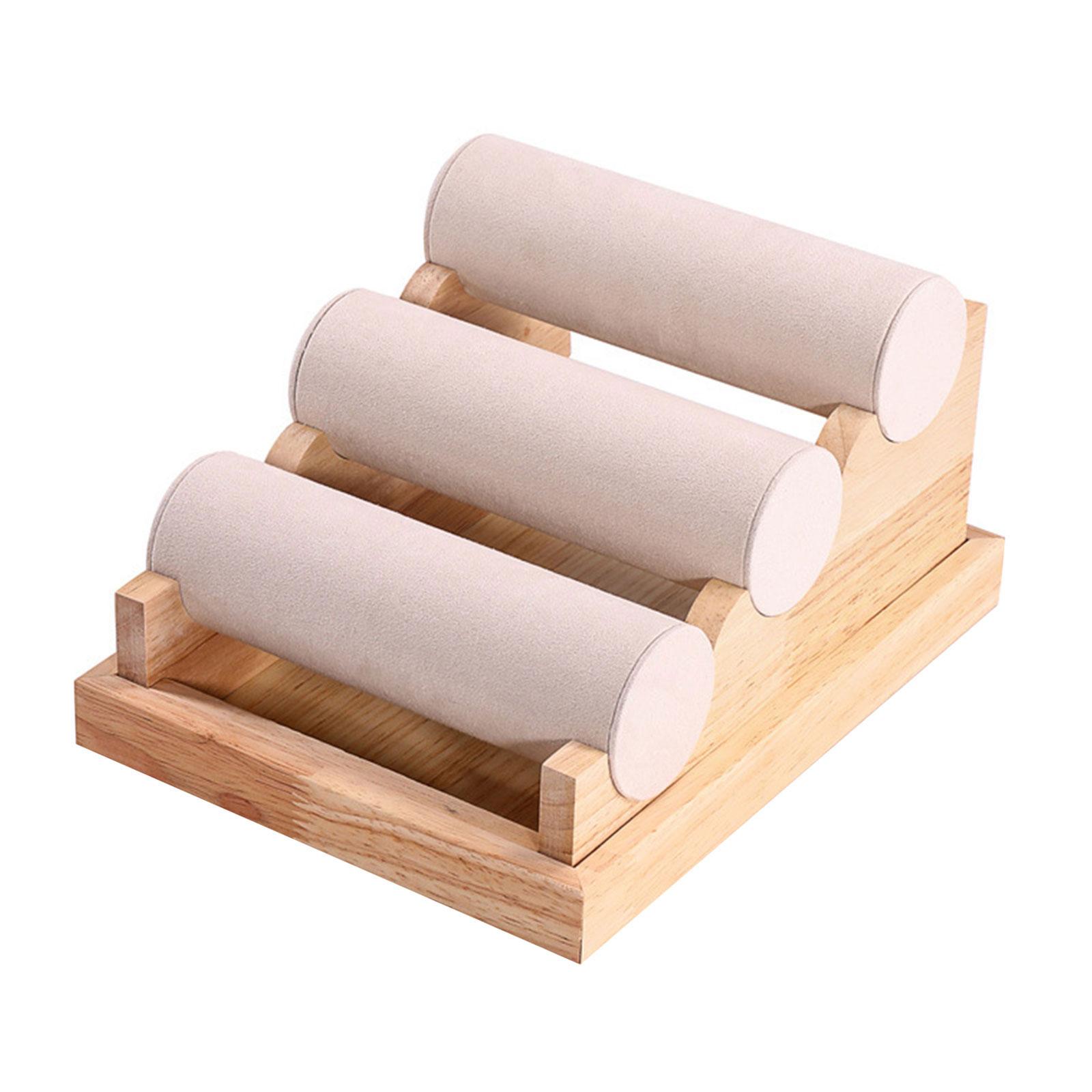 

Многофункциональная деревянная подставка для украшений Прочная деревянная подставка-органайзер для браслетов, колец и других аксессуаров бежевый