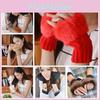 Plush Solid Color Knitted Half Finger Gloves Thickened Warmth Fashion Gifts