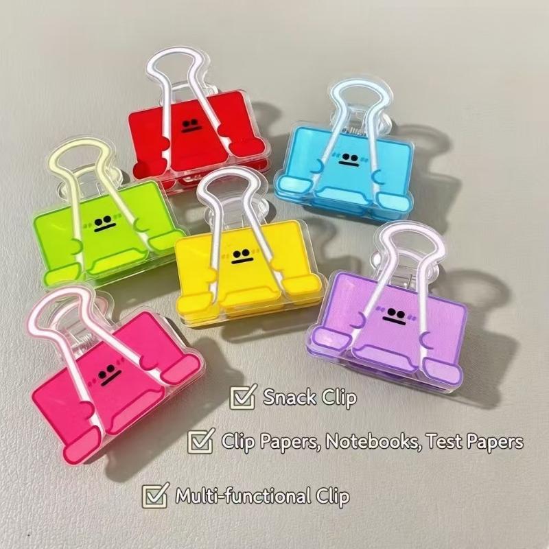 

Colorful cartoon acrylic expression small eyes long office Kawai stationery pp clip file hand account book Office Supplies