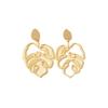 Charm Hollow Leaf Drop Dangle Earrings for Women Temperament Gold Color Stainless Steel Winter Stud Earring Jewelry Accessories