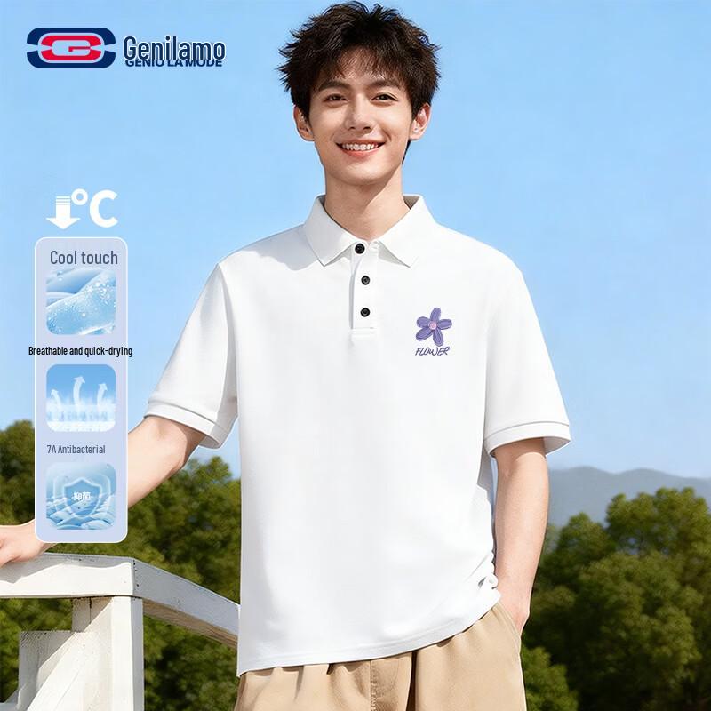 GENIOLAMODE Men s Short Sleeve Ice Silk Polo Shirt L