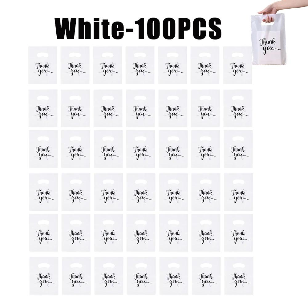 

Black/White Thank You Bag Plastic Handheld Thank You Gift Packaging Anniversary Christmas Birthday Wedding Party 25x20cm