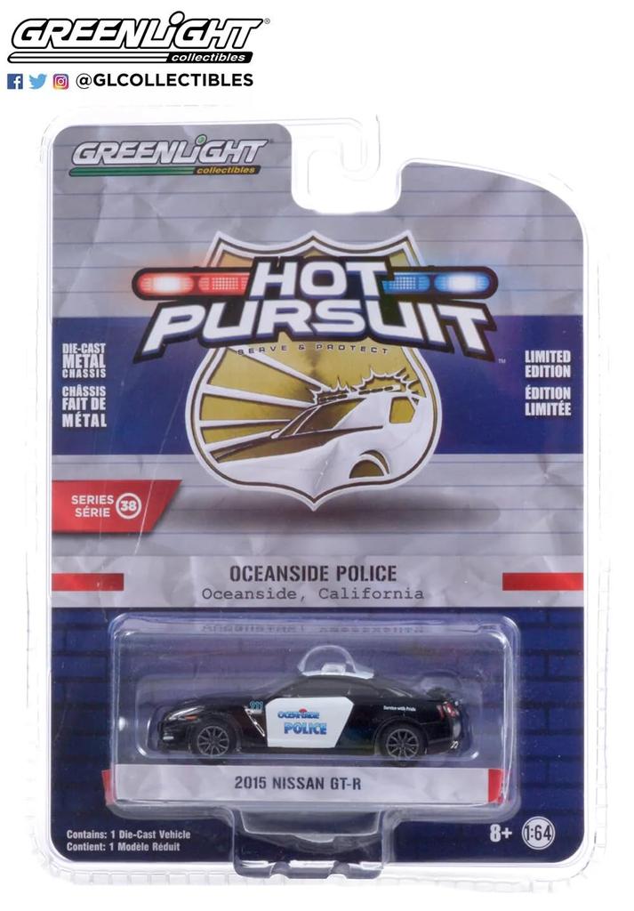 Greenlight Scale Nissan R35 California Coast Guard Police Hot Pursuit Diecast Model Car 1/64 GT-R [Used]