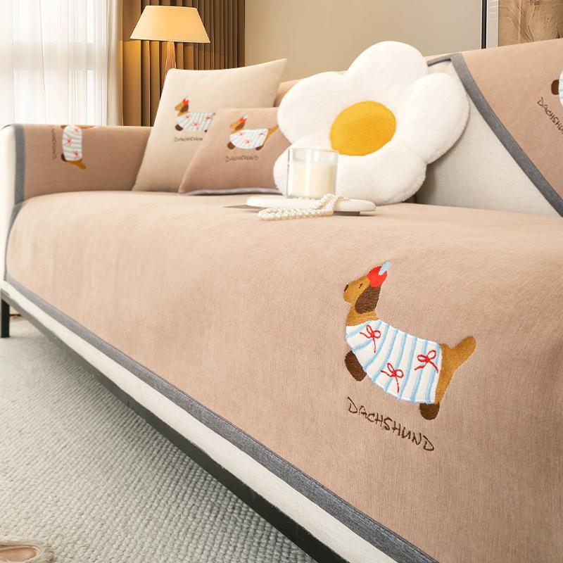 Cartoon Sofa Cushion Cover For All Seasons New Straight Row Anti Slip Sofa Cover Fabric Soft Sticky Breathable Wear-Resistant