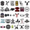 10/30/50pcs Sports Gym Fitness Inspirational Phrase Stickers Cartoon Graffiti Sticker Water Bottle Phone Luggage Decals Packing