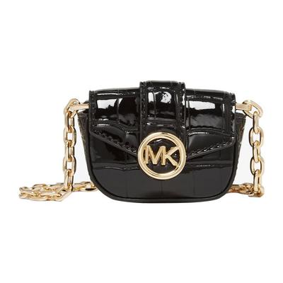MK Carmen Commute Chain Glossy Faux Leather Headphone Crossbody Bag Mini Women Bags Black 35F2GNMN4A-001
