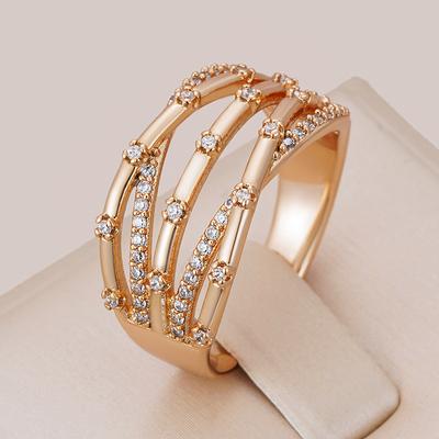 Unique Creative  Rose Gold Women Rings Micro-Wax Inlay Natural Zircon Accessories Modern Party Fashion Daily Jewelry