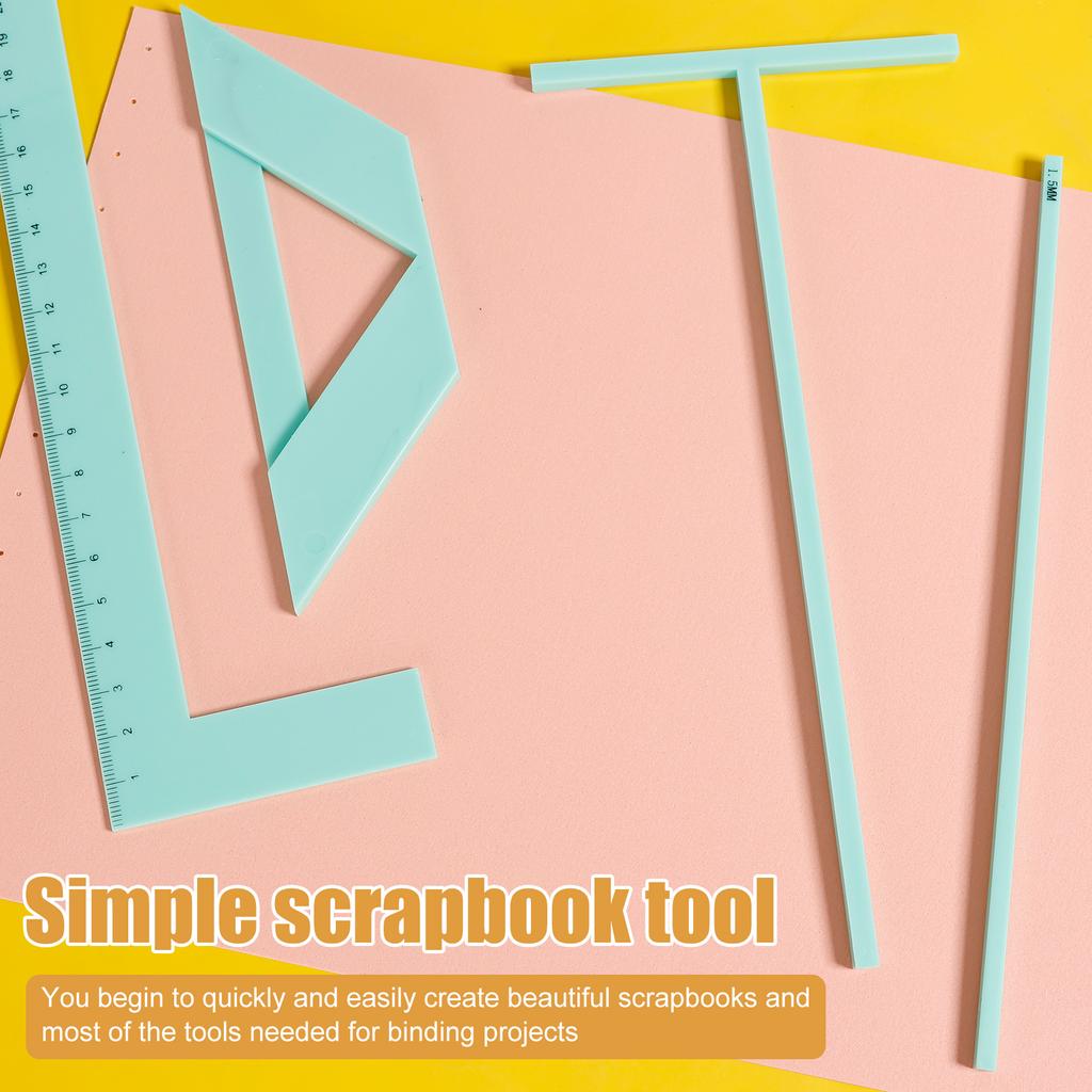 Hand Bookbinding Bookbinding Ruler Set Great Stencils Cutter Guide Book Binding Kits with Needle Punching Tool Scrapbooking Tool