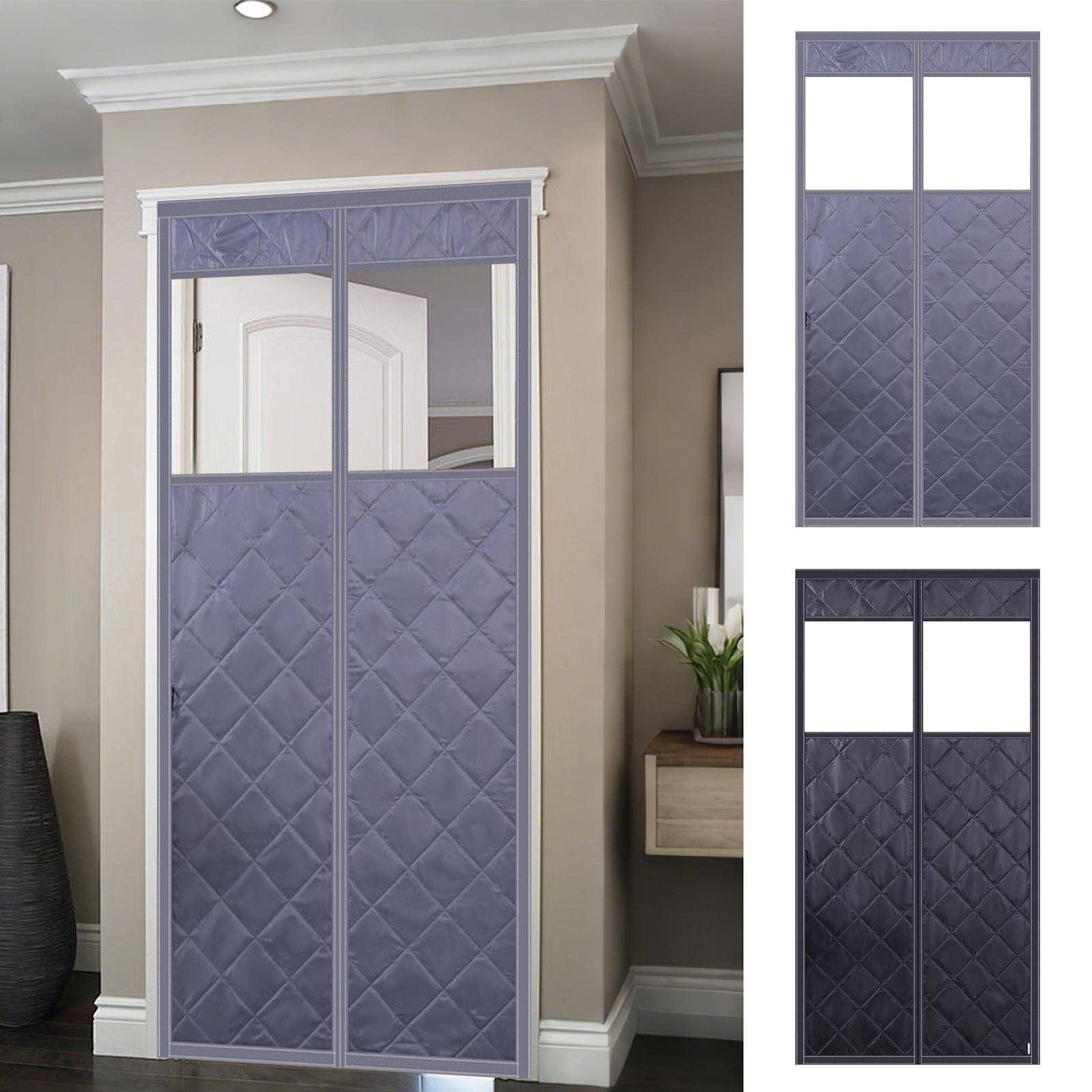 Magnetic Door Cover Magnetic Divider With Clear Window Temporary Thicken Door Winter Cover For Living Room Kitchen Patio Garage colore grigio