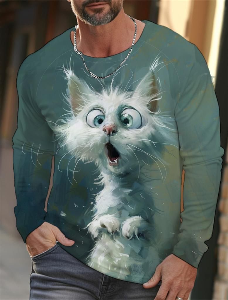 Funny 3D Chicken Print Men's Long Sleeve T-shirt New Autumn Oversized Pullover Hip Hop Punk Clothing Casual Fashion Top