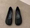 Fashion Bailamos Women Split Toe Fur Slippers Tabi Ninja Slip On Flats Round Toe Shallow Lazy Boat Slingback Mules Shoes Soft Warm Loafe