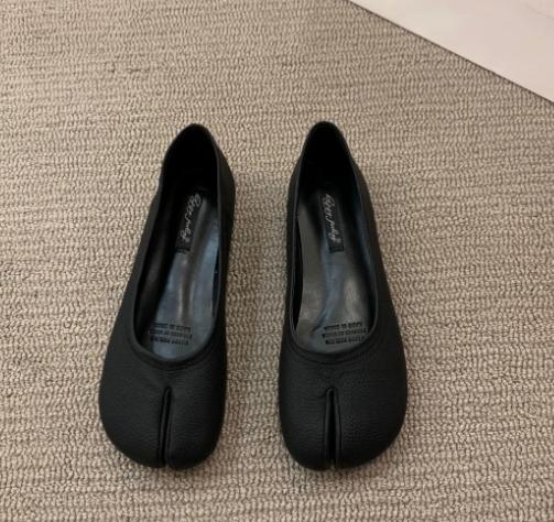 Fashion Bailamos Women Split Toe Fur Slippers Tabi Ninja Slip On Flats Round Toe Shallow Lazy Boat Slingback Mules Shoes Soft Warm Loafe