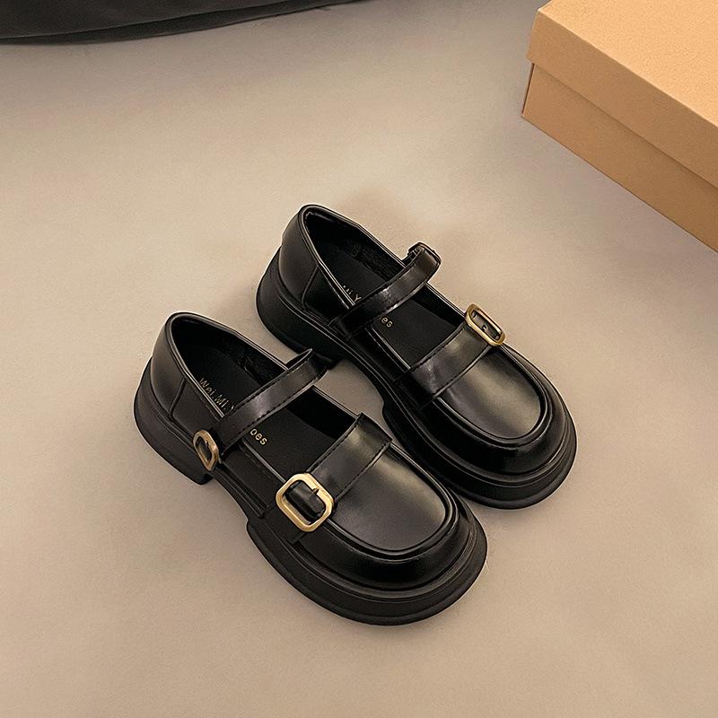 Platform British style small leather shoes 2025 new spring and autumn retro Mary shoes loafers black single shoes