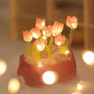 Tulpe LED Nachtlicht DIY Atmosphärenlampe Tisch Schlafzimmer Kreativ 5/9 Blaue Tulpe Für Mädchen Batterie Ornamente Geschenk Geburtstag Nachttisch