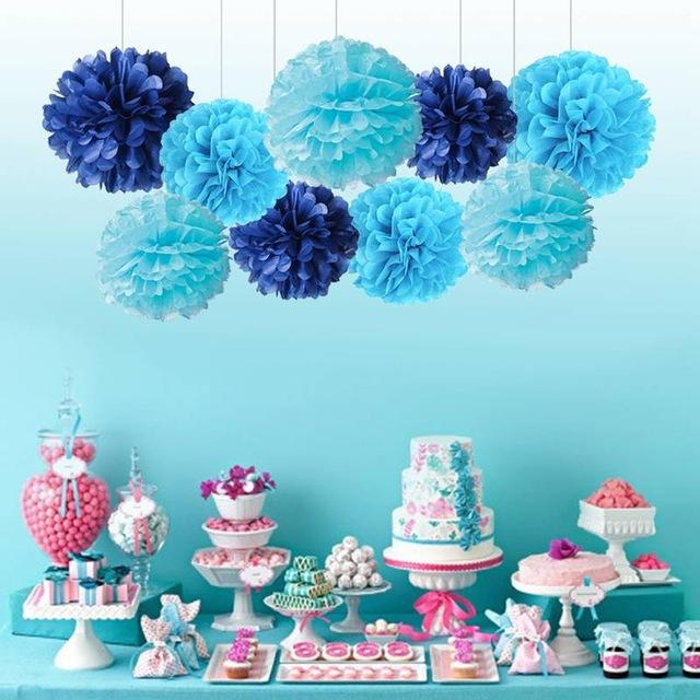 9pcs, Paper Pom Poms Flowers For Christmas, Halloween, Wedding, Bridal Shower, Birthday, Bachelorette Party Decor Supplies