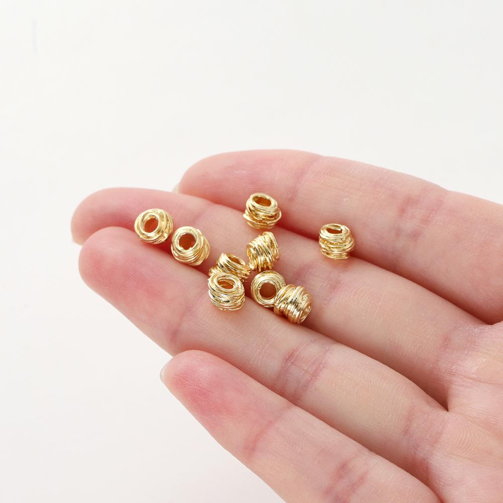 10/30/50 Stück 5mm*6mm Messing mit 18K Goldbeschichtung Unregelmäßige Perlen Hohe Qualität Streifen-Abstandshalterperlen Für Mode Schmuckherstellung Zubehör
