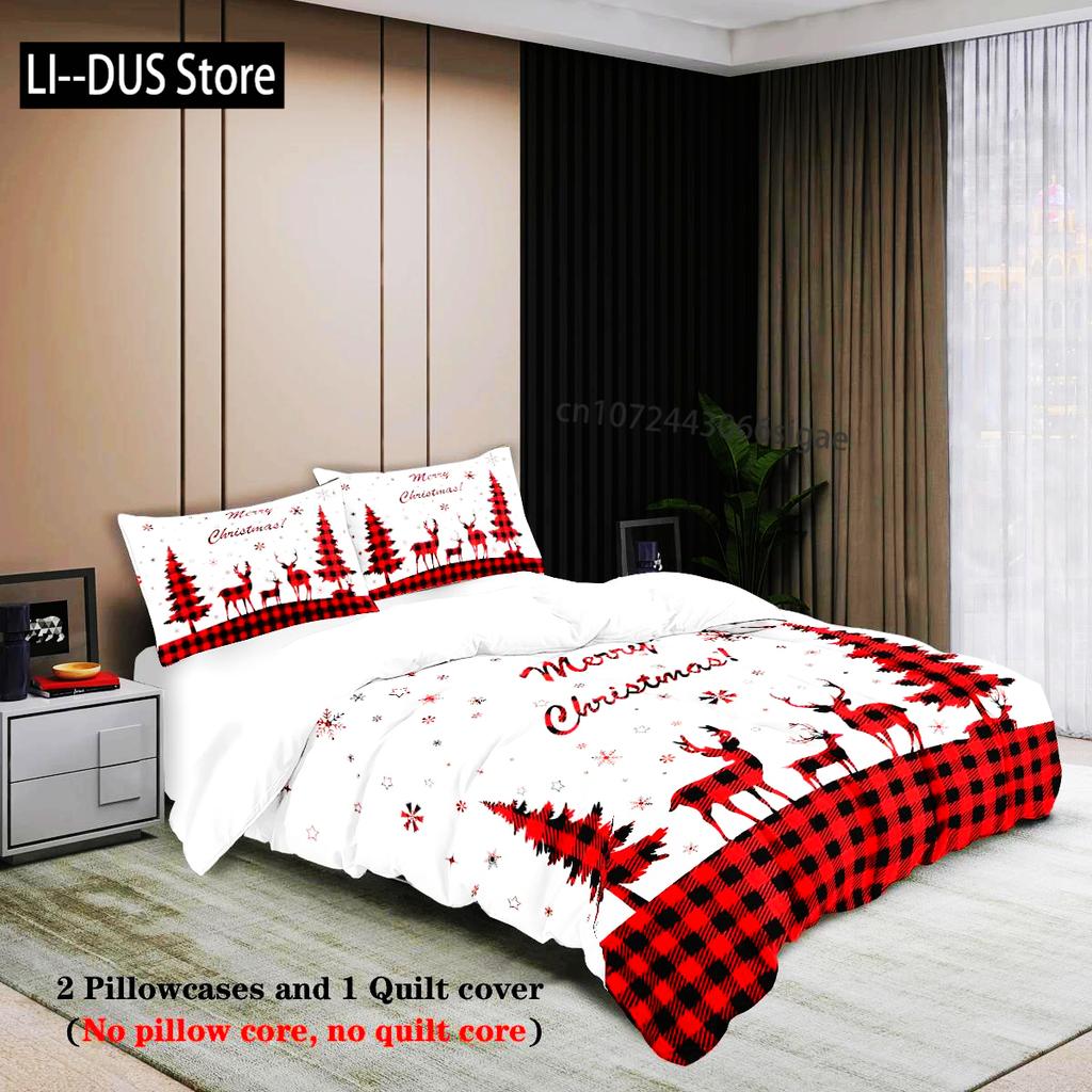 Comforter 3Pcs Merry Christmas Themed Pattern Bedding Set Christmas Tree For Teenagers And Adult'S Bedroom A Christmas Gift