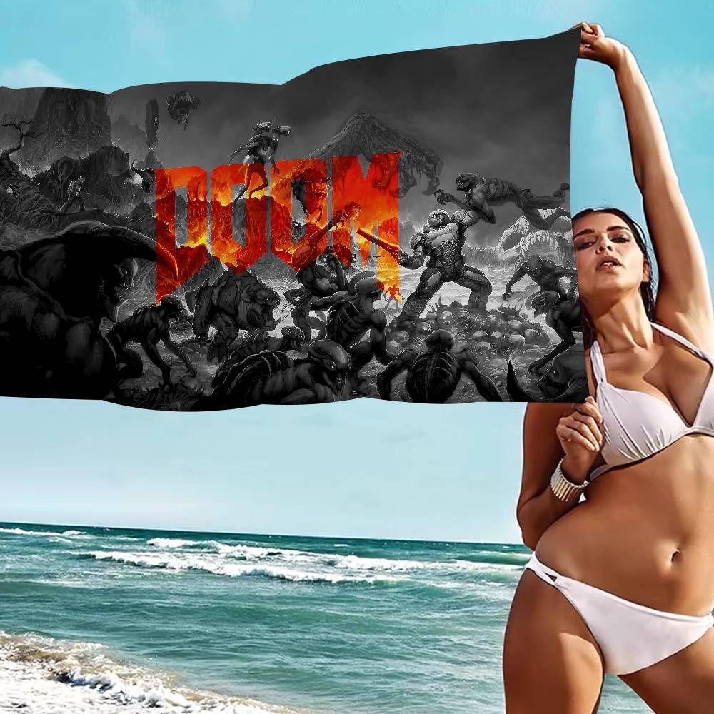 Shooting Game D-Doom Beach Towel Colorful Bath Towels For Girl Microfiber Quick Dry Custom Sand Free Beach Yoga Spa Gym Pool