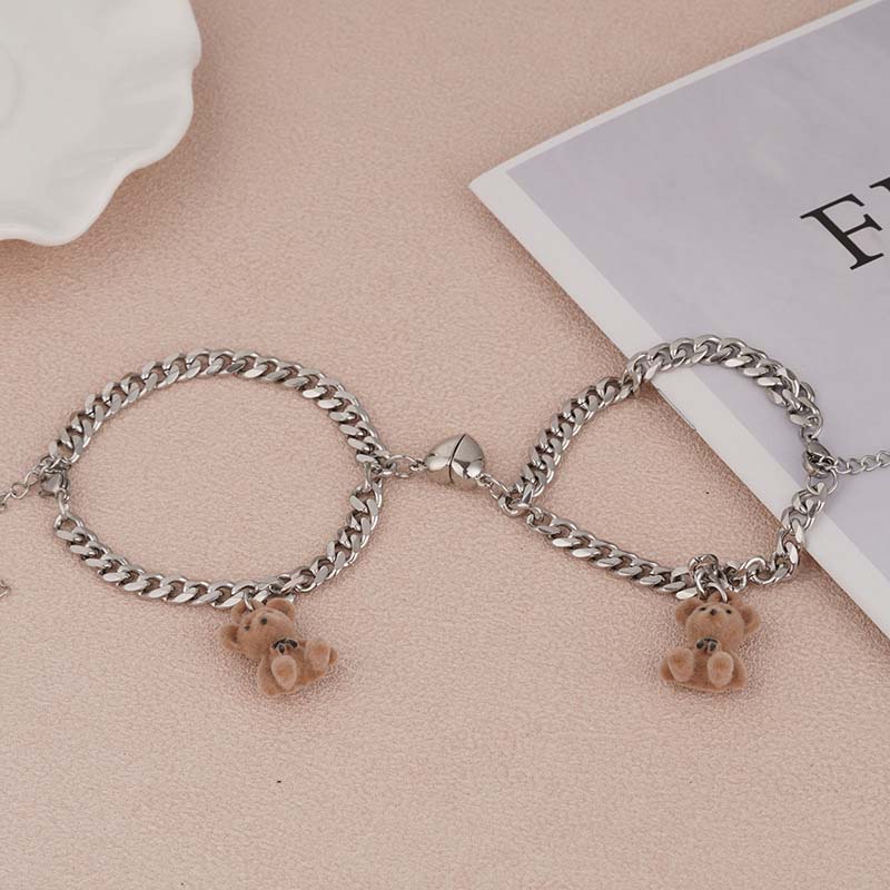 

2 PCS/Set New Fashion Couple BraceletS Heart Shaped Distance Magnet Attraction Bracelet for Women and Men Paired Bracelets Gift