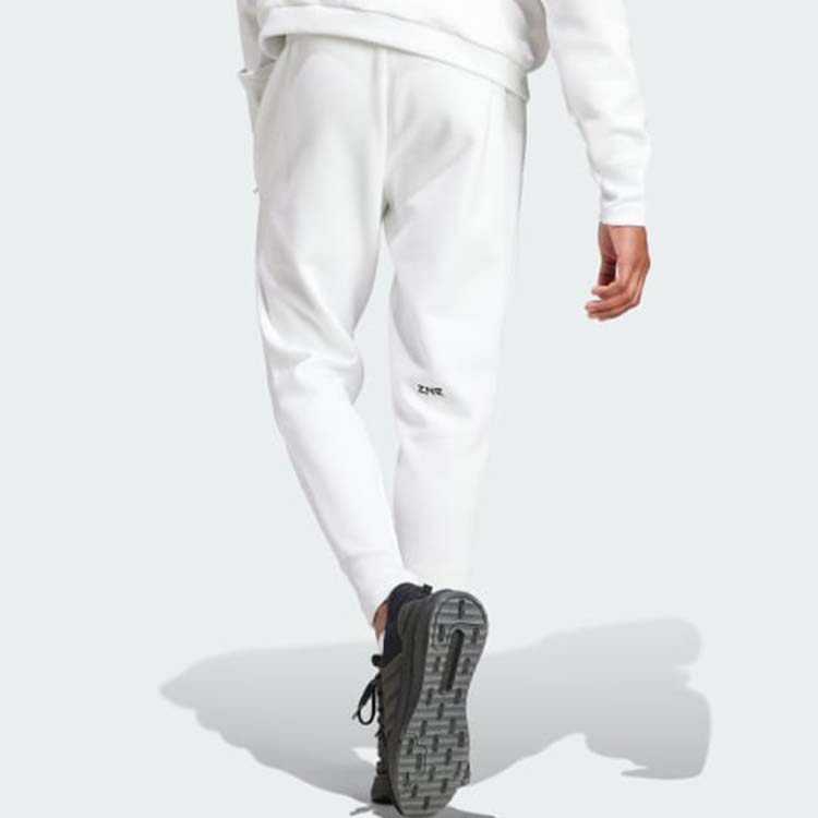 Adidas Z.N.E. Series Logo Patch Mid-Rise Elastic Cuff Knitted Sports Pants Men Pants White IN5105
