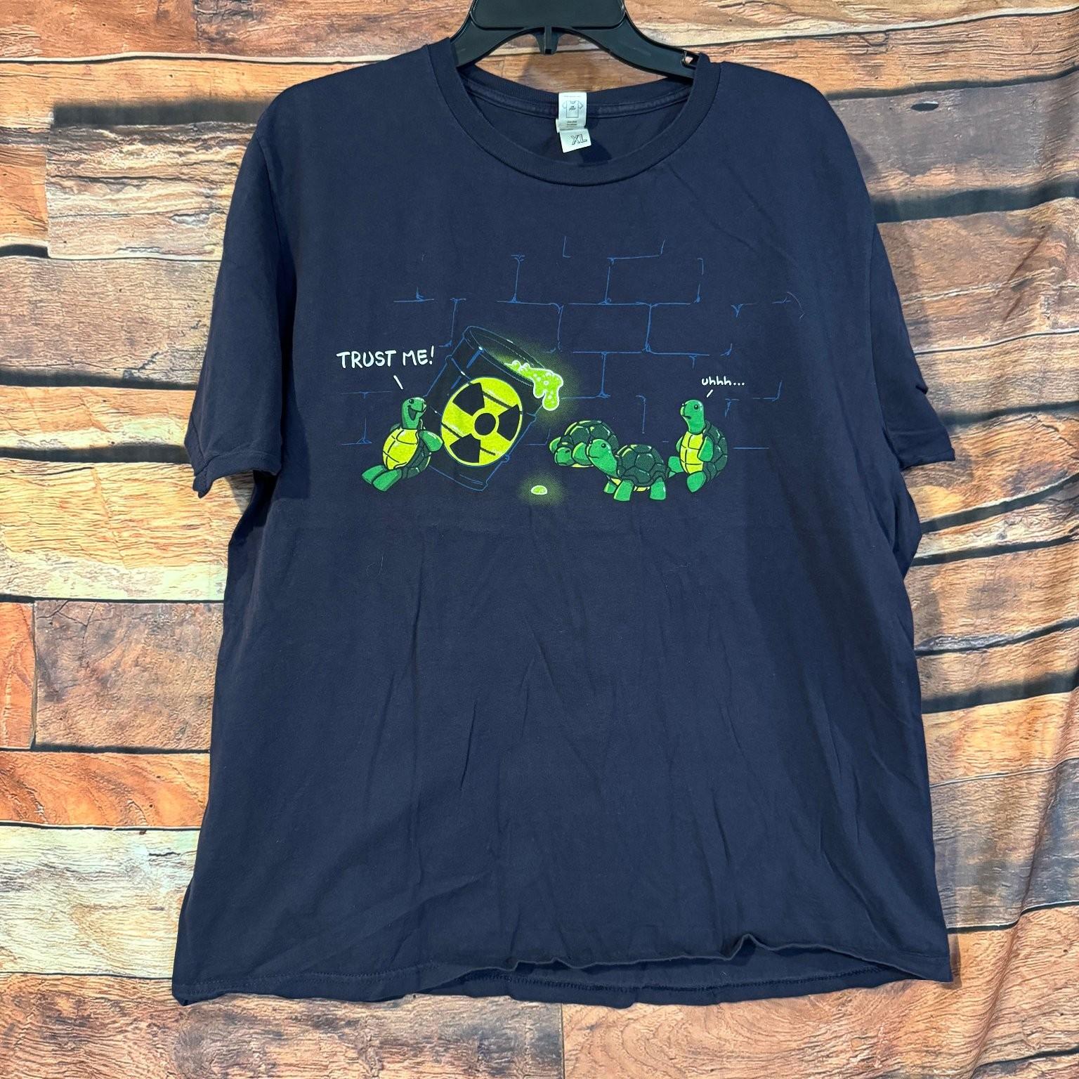 Funny TMNT Parody XL Navy Blue Ninja Turtles Origin Ooze Graphic Tee Unisex T-Shirt S